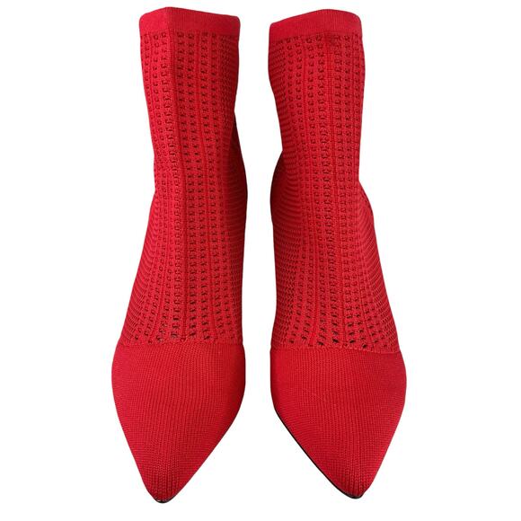 Catherine Malandrino Dnonito Pointed Toe Sock Booties Cherry Red 10 New - Picture 2 of 10